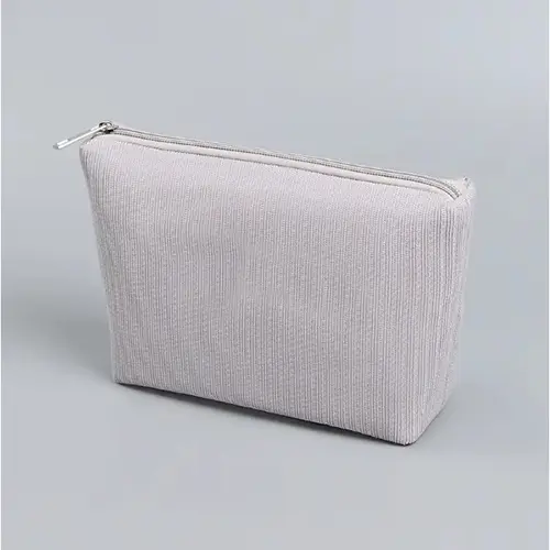 Travel Cute Makeup Bag Portable Solid Color Corduroy Large Toiletry Bag 